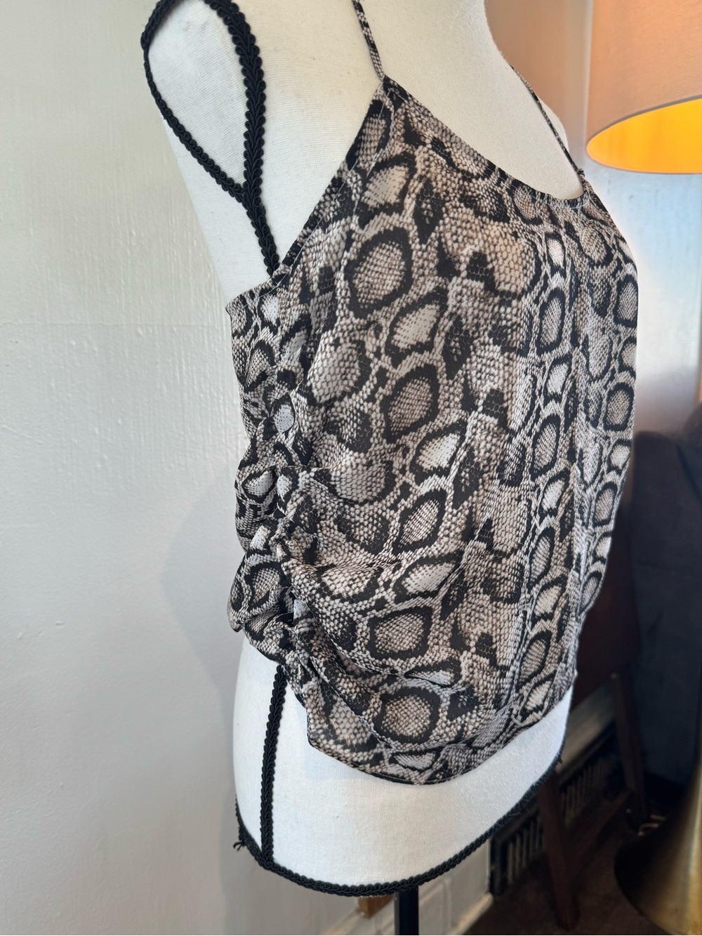 NWT Good American Snake Print Ruched Cami
